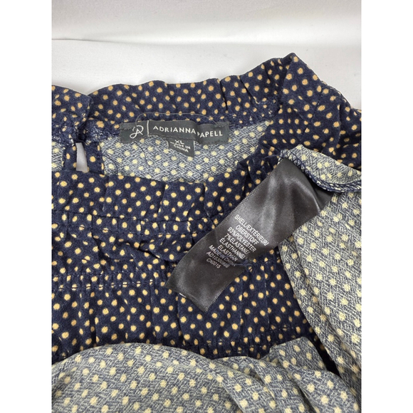 Women's Adrianna Papell Polka Dot Blouse Navy/Tan Size XL - Picture 4 of 5